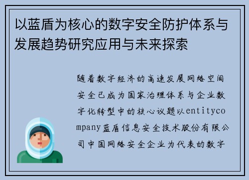 以蓝盾为核心的数字安全防护体系与发展趋势研究应用与未来探索